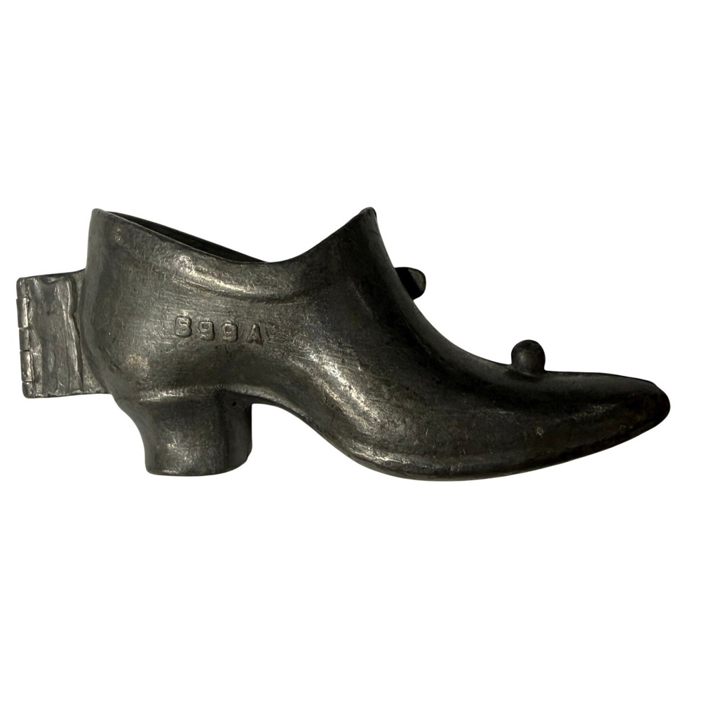 Vintage Hinged Pewter Shoe Mold Antique Metal Chocolate Ice Cream Mould